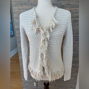 Etcetera Cream Fringed Cardigan